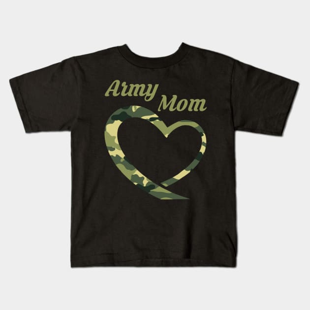 Proud Army Mother T-Shirt Gift Army Mothers Heart Kids T-Shirt by minhthanh2